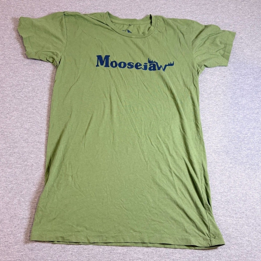 Moosejaw Graphic T Shirt Womens Large Green Short Sleeve Cotton USA Made